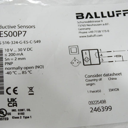 Balluff BES00P7 Indutkiver Sensor BES 516-324-G-E5-C-S49 / Neu OVP - Maranos.de