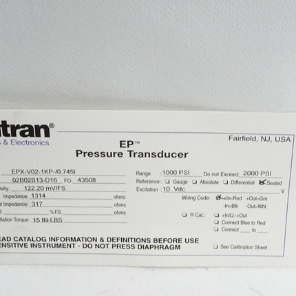 Entran Pressure Transducer EPX-V02-1KP-/0.745I / Neu OVP - Maranos.de