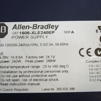 Allen Bradley 1606-XLE240EP Stromversorgung - Maranos.de