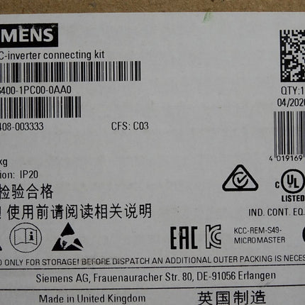 Siemens MM4 PC-inverter connecting Kit 6SE6400-1PC00-0AA0 / Neu OVP - Maranos.de