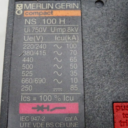 Merlin Gerin Schneider Leistungsschalter NS100H vigi NS100/160 NS100-160-250 N/H/NA - Maranos.de