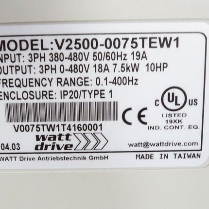 Watt Drive V2500 OPTI-Line V2500-0075TEW1 7.5kW Frequenzumrichter / Neuwertig OVP - Maranos.de