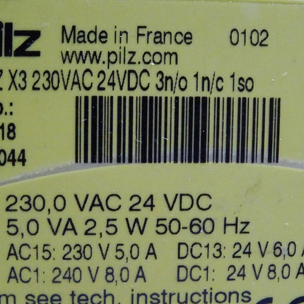 Pilz Sicherheitsschaltgerät 774318 PNOZ X3 230VAC 24VDC 3n/o 1n/c 1so - Maranos.de