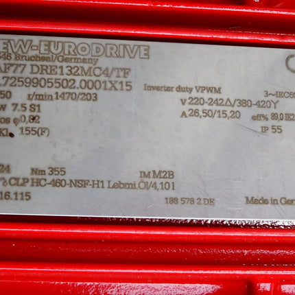 SEW Eurodrive Getriebemotor KAF77 DRE132MC4/TF 01.7259905502.0001X15 1470/203 r/min 7.5kW i 7,24 - Maranos.de