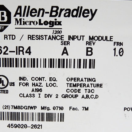 Allen Bradley MicroLogix 1762-IR4 Resistance Input Module - Maranos.de