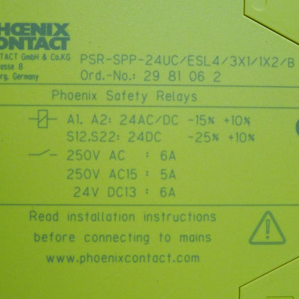 Phoenix Contact 2981062 Safety Relay PSR-SPP- 24UC/ESL4/3X1/1X2/B / Neuwertig - Maranos.de