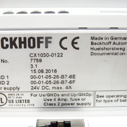 Beckhoff CPU-Grundmodul CX1030-0122 HW3.1 CX1030-N010 CX1030-N000/ OVP - Maranos.de