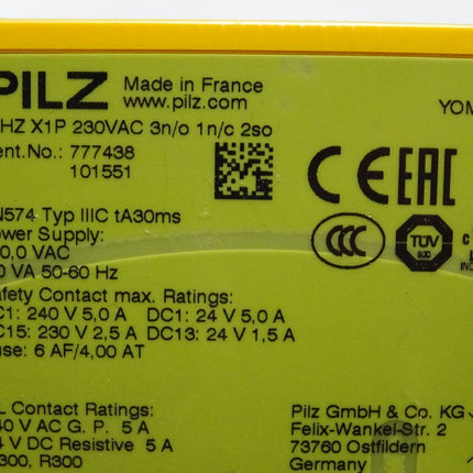 Pilz Sicherheitsschaltgerät 777438 P2HZ X1P 230VAC 3n/o 1n/c 2so / Neu OVP - Maranos.de