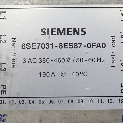 Siemens 6SE7031-8ES87-0FA0 Simovert Masterdrives Funkentstörfilter