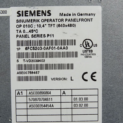 Siemens Panelfront OP010C 6FC5203-0AF01-0AA0 + PCU20 6FC5210-0DF00-1AA1