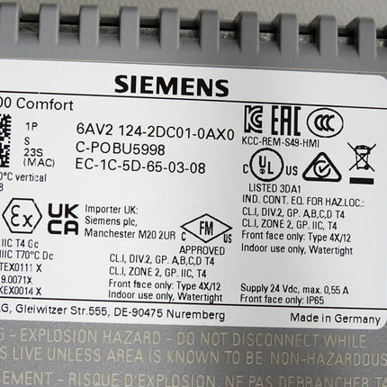 Siemens KTP400 Comfort Panel 6AV2124-2DC01-0AX0 6AV2 124-2DC01-0AX0 / Neu - Maranos.de
