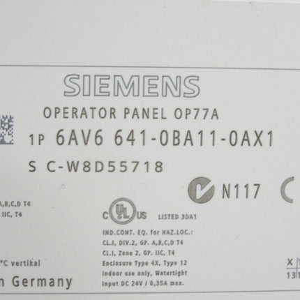 Siemens Panel OP77A 6AV6641-0BA11-0AX1 6AV6 641-0BA11-0AX1 - Maranos.de