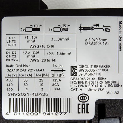 Siemens Leistungsschalter 3RV2021-4BA25 - Maranos.de