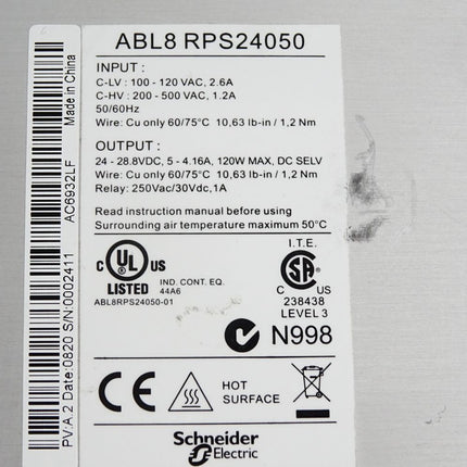 Schneider Electric ABL8RPS24050 Spannungsversorgung Modicon 5A 24VDC - Maranos.de