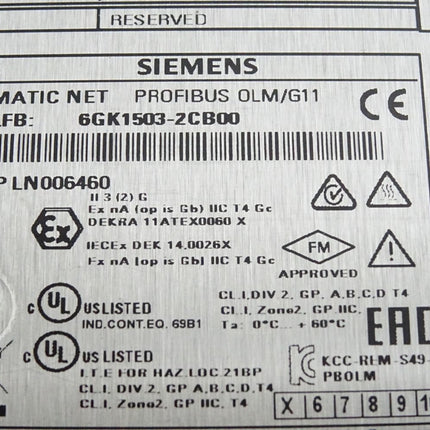 Siemens 6GK1503-2CB00 PROFIBUS OLM/G11 Optical Link Module