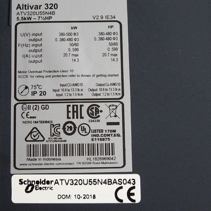 Schneider Electric Altivar 320 ATV320U55N4B 5.5kW Frequenzumrichter - Maranos.de