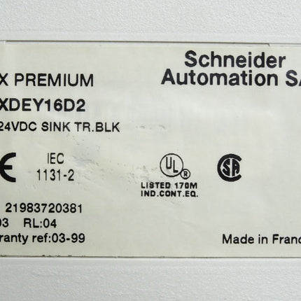 Schneider Electric TSX Premium TSXDEY16D2 Diskretes Eingangsmodul + TSXBLY01 - Maranos.de