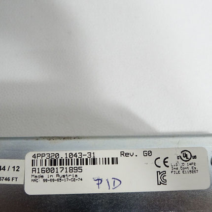 B&R 4PP320.1043-31 Rev.G0 Power Panel PP320