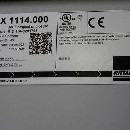 Rittal Schaltschrank AX1114.000 B1000xH1400xT300mm Lüfter SK3240.100 Neuwertig