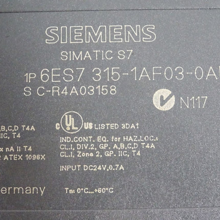 Siemens S7-300 CPU 315 6ES7315-1AF03-0AB0 6ES7 315-1AF03-0AB0 - Maranos.de