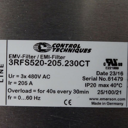 Control Techniques EMV Filter EMI Filter 3RFS520-205.230CT 205A - Maranos.de