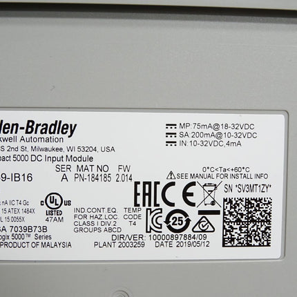 Allen Bradley Compact 5000 DC Input Module 5069-IB16/ Neuwertig - Maranos.de