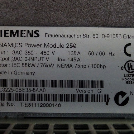 Siemens Sinamics Power Module 250 55kw/75kW 6SL3225-0BE35-5AA0 - Maranos.de