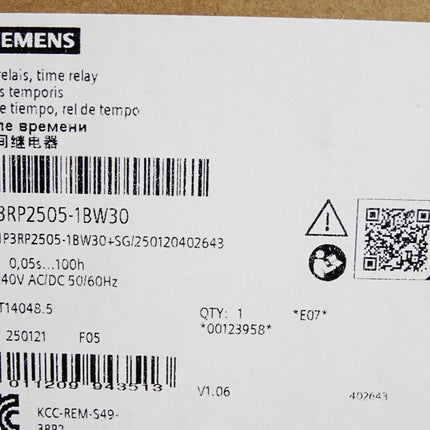 Siemens Zeitrelais 0.05s…100h 3RP2505-1BW30 / Neu OVP - Maranos.de