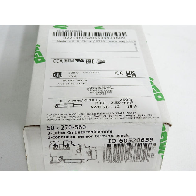 Wago 270-560 3-Leiter-Initiatorenklemme / Inhalt:50 Stück / Neu OVP versiegelt - Maranos.de