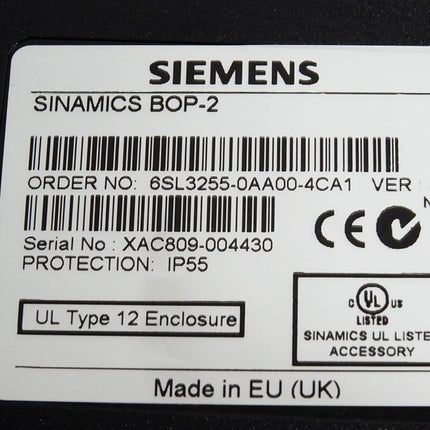 Siemens Sinamics BOP-2 6SL3255-0AA00-4CA1 Panel / Neuwertig