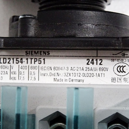 Siemens 3LD21 3LD2154-1TP51 SENTRON Lasttrennschalter / Neuwertig