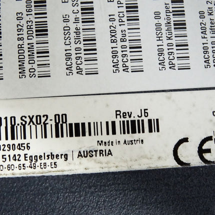 B&R 5PC910.SX02-00 Rev.J6 APC910 Systemeinheit