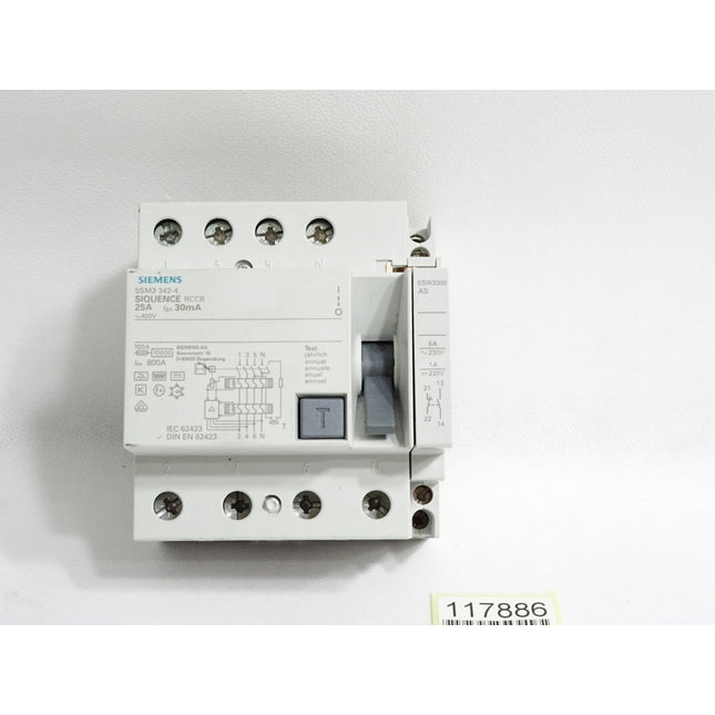 Siemens FI-Schutzschalter 5SM3342-4 SIQUENCE RCCB 25A 30mA 400VAC