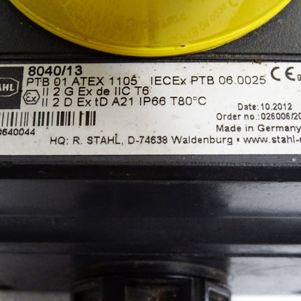 Stahl 8040/13 PTB 01 ATEX 1105 Befehlsgerätesystem