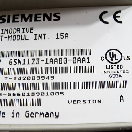 Siemens Simodrive LT-Modul INT.15A 6SN1123-1AA00-0AA1 Version A - Maranos.de