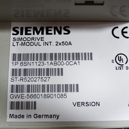 Siemens Simodrive LT-Modul INT. 2x50A 6SN1123-1AB00-0CA1 Version A - Maranos.de