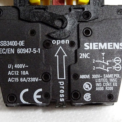 Siemens NOT-HALT-Pilzdrucktaster mit Schutzkragen und 3SB3400-0E / Unbenutzt