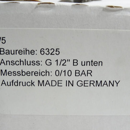 Swagelok Manometer 6325 G1/2" B 0…10bar 0…140psi Rohrfedermanometer / Neu OVP - Maranos.de