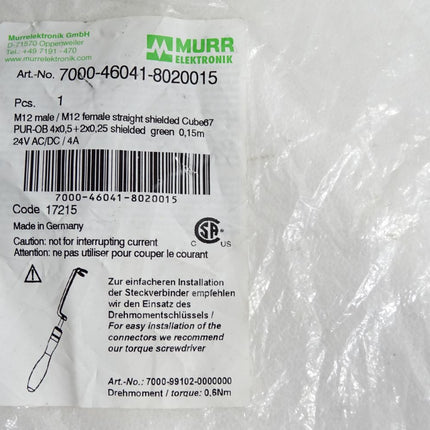 Murr Elektronik Kabel 7000-46041-8020015 / Neu OVP - Maranos.de