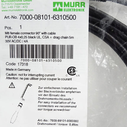 Murr Elektronik Kabel 7000-08101-6310500 / Neu OVP - Maranos.de
