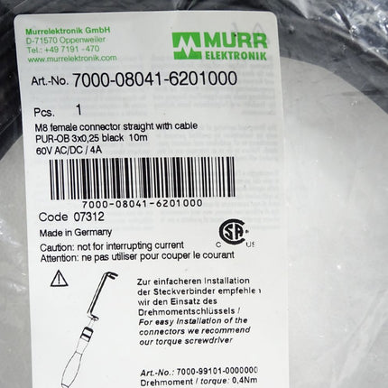 Murr Elektronik Kabel 7000-08041-6201000 / Neu OVP - Maranos.de