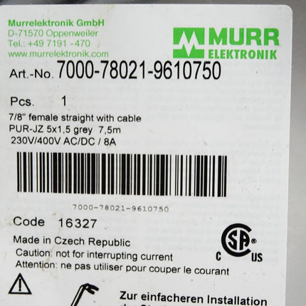 Murr Elektronik Kabel 7000-78021-9610750 / Neu OVP - Maranos.de