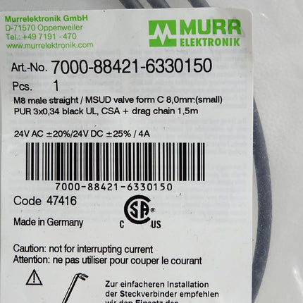 Murr Elektronik Kabel 7000-88421-6330150 / Neu OVP - Maranos.de