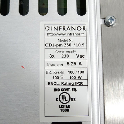 Infranor Positioner CD1-pm-CT CD1-pm230/10.5 3x230VAC 5.25A