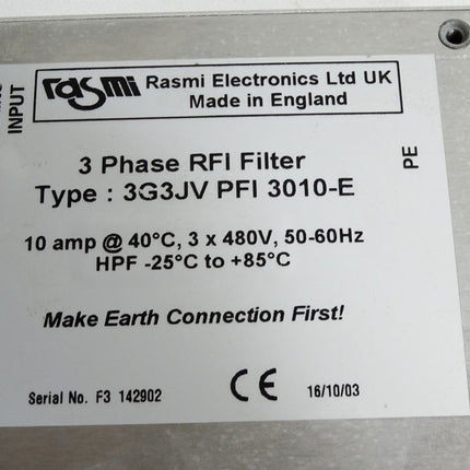 Rasmi Electronics 3 Phase RFI Filter 3G3JV-PFI-3010-E