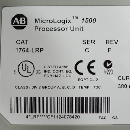 Allen Bradley MicroLogix 1500 Processor Unit 1764-LRP / Neuwertig