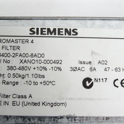 Siemens Micromaster 4 EMC Filter 6SE6400-2FA00-6AD0 - Maranos.de
