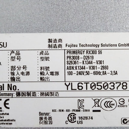 Fujitsu Primergy RX300 S6 PR300B-D2619 K1344-V301-2860  - ohne Festplatte