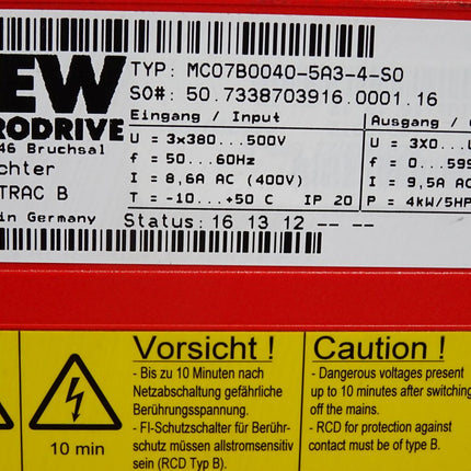 SEW Eurodrive Umrichter Movitrac B MC07B0040-5A3-4-S0 4kW - Maranos.de