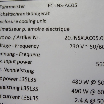 Fuhrmeister FC-INS-AC05 Schaltschrankkühlgerät Nutzkühlleistung 500W